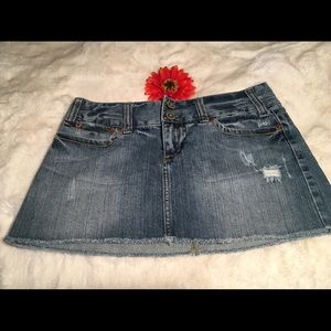 AE distressed jean mini skirt